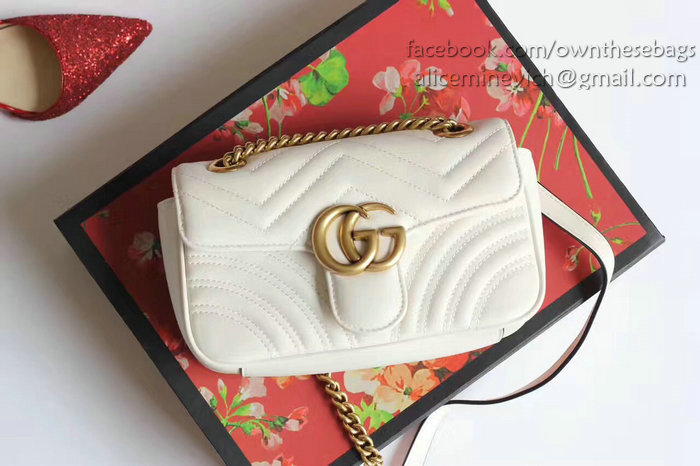 Gucci GG Marmont Matelasse Shoulder Bag White 443497