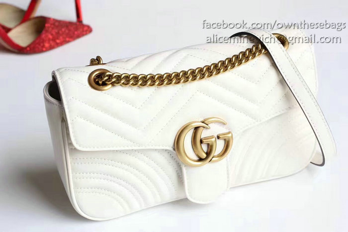 Gucci GG Marmont Matelasse Shoulder Bag White 443497