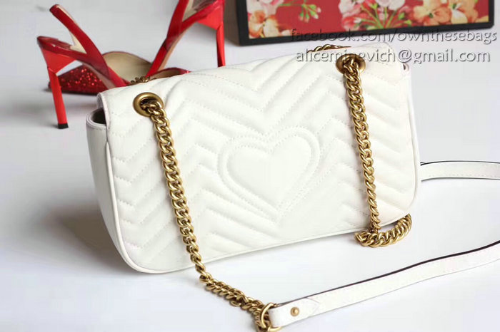 Gucci GG Marmont Matelasse Shoulder Bag White 443497