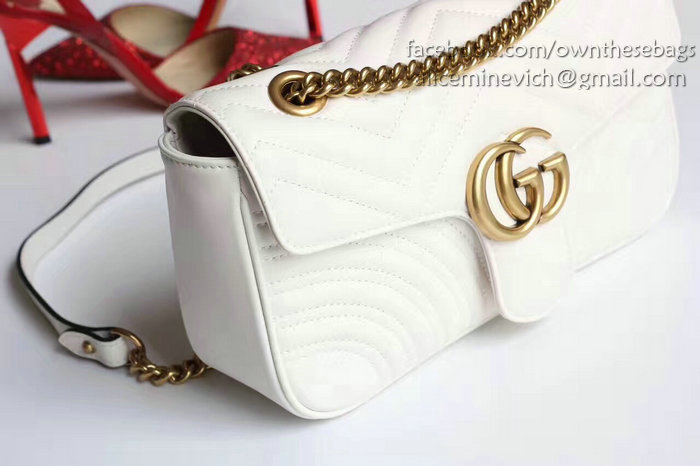 Gucci GG Marmont Matelasse Shoulder Bag White 443497