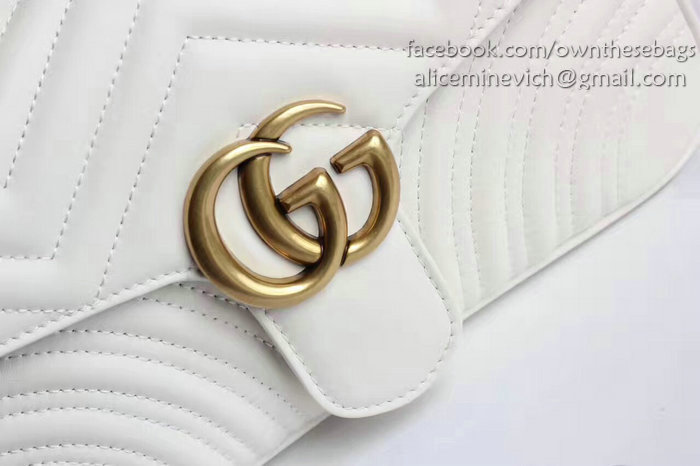 Gucci GG Marmont Matelasse Shoulder Bag White 443497