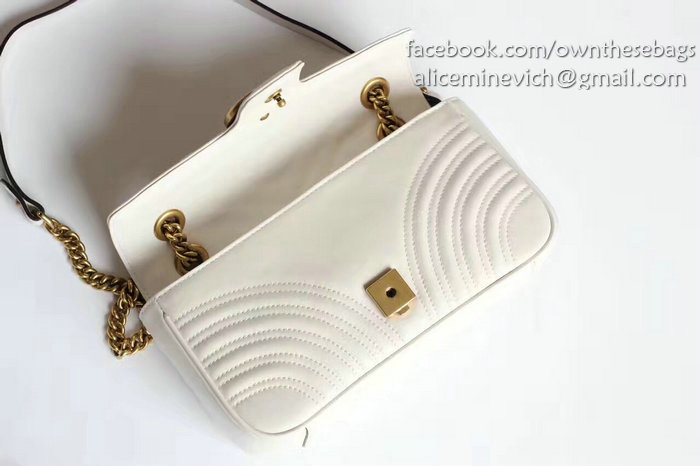 Gucci GG Marmont Matelasse Shoulder Bag White 443497