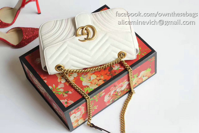 Gucci GG Marmont Matelasse Shoulder Bag White 443497