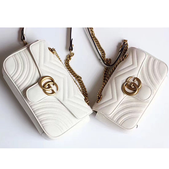 Gucci GG Marmont Matelasse Shoulder Bag White 443497