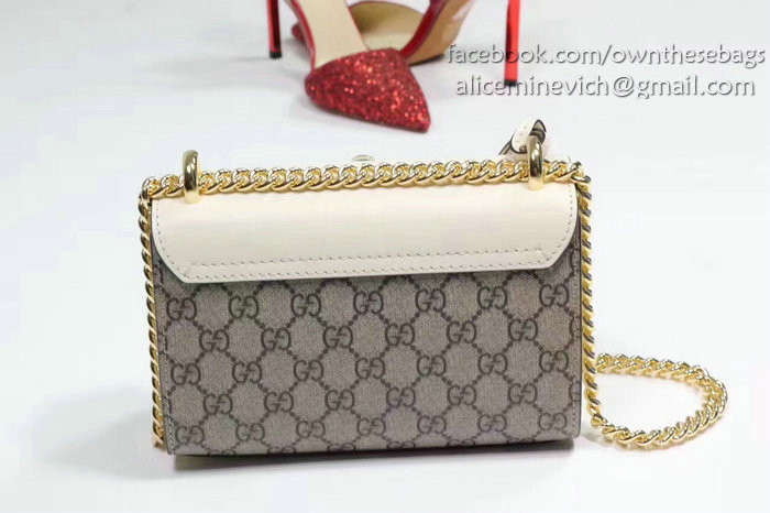 Gucci Padlock Studded GG Supreme Shoulder Bag White 432182