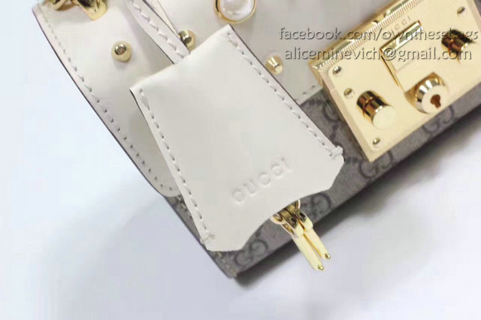 Gucci Padlock Studded GG Supreme Shoulder Bag White 432182