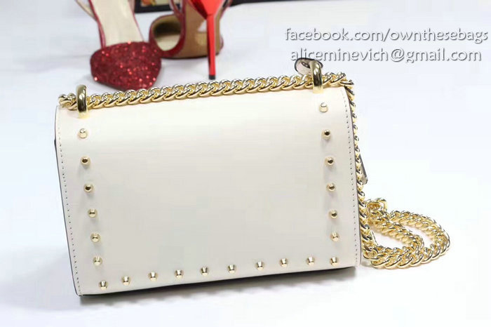 Gucci Padlock Studded Leather Shoulder Bag White 432182