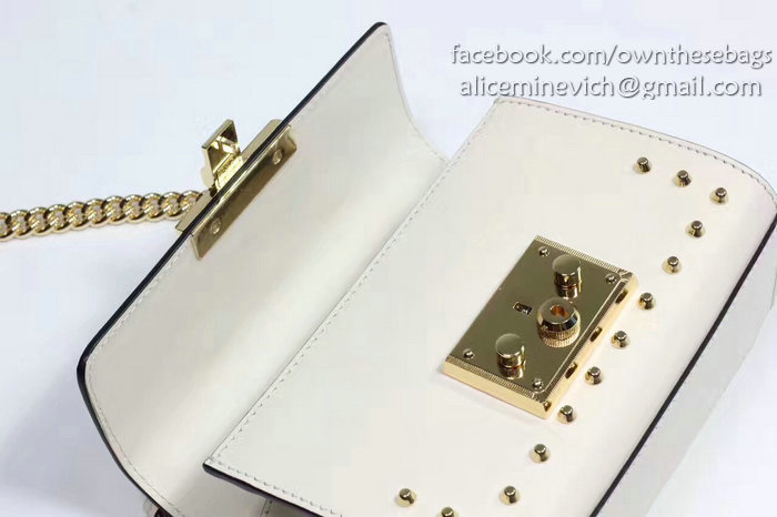 Gucci Padlock Studded Leather Shoulder Bag White 432182