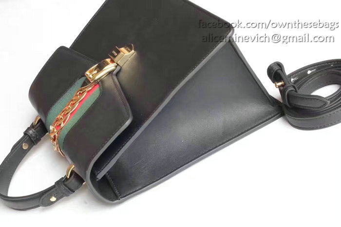 Gucci Sylvie Leather Top Handle Bag Black 431665