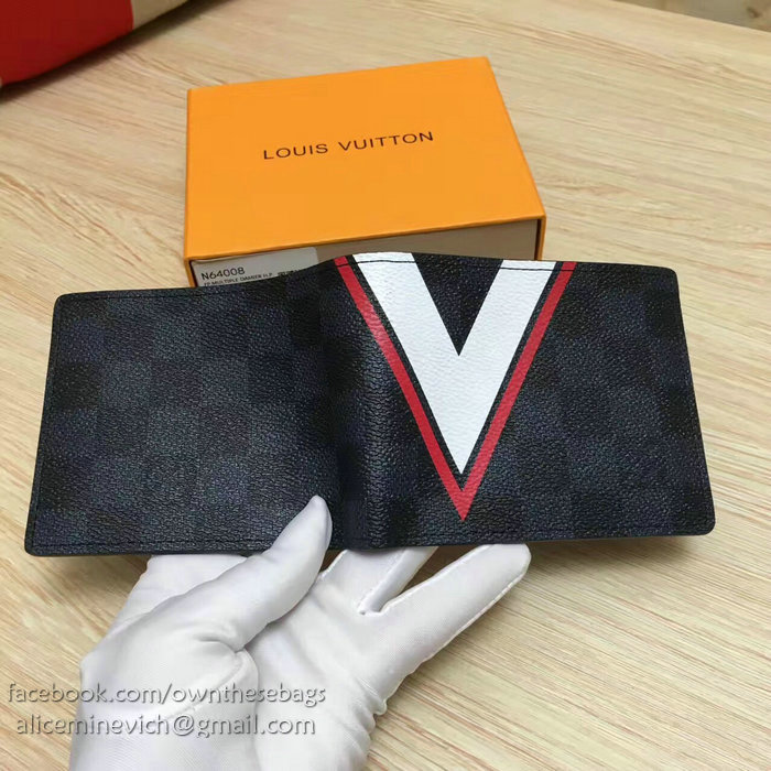 Louis Vuitton Damier Graphite Canvas Slender Wallet Red N64008