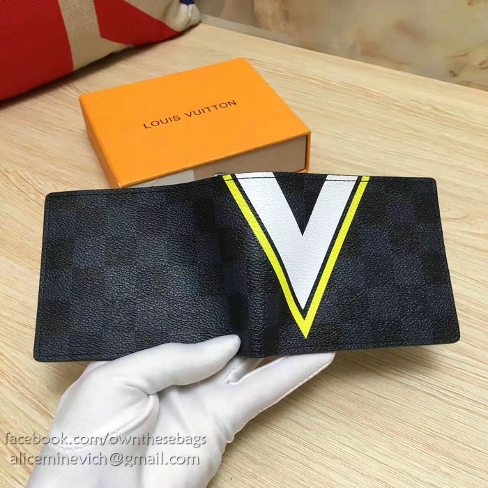 Louis Vuitton Damier Graphite Canvas Slender Wallet Yellow N64008