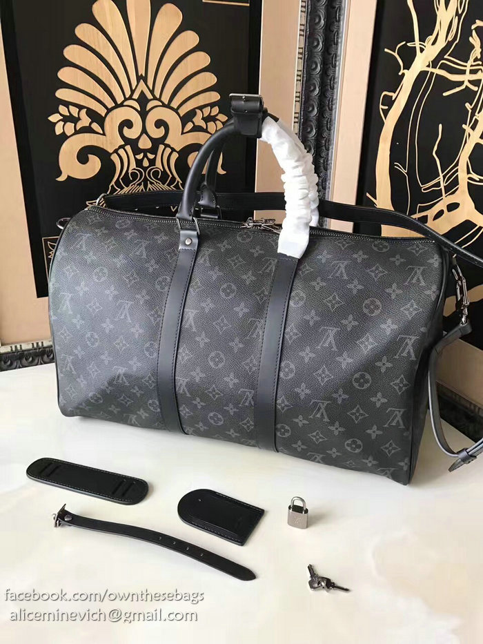 Louis Vuitton Monogram Eclipse canvas Keepall 45 Bandouliere M40569