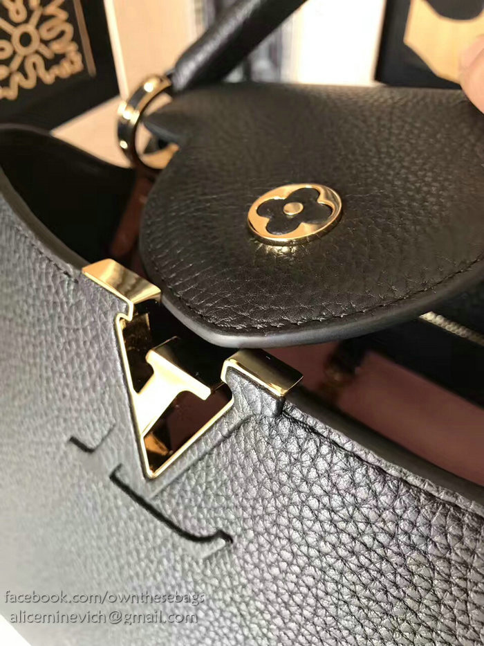 Louis Vuitton Taurillon Leather Capucines PM Black M48865