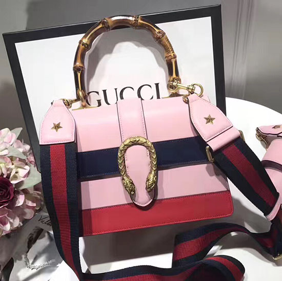 Gucci Dionysus Leather Top Handle Bag Pink 448075