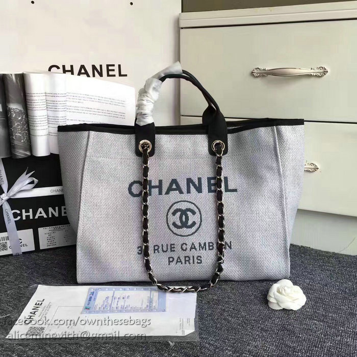 Chanel Canvas Large Deauville Shopping Bag A68046