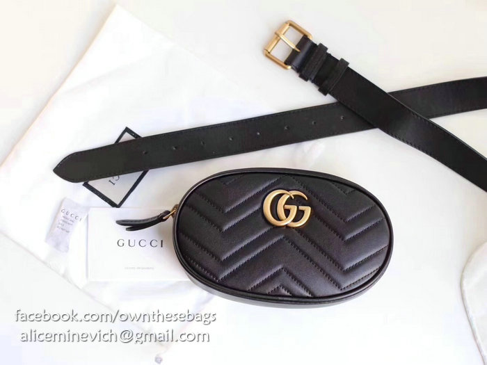 Gucci GG Marmont Matelasse Leather Belt Bag Black 476434