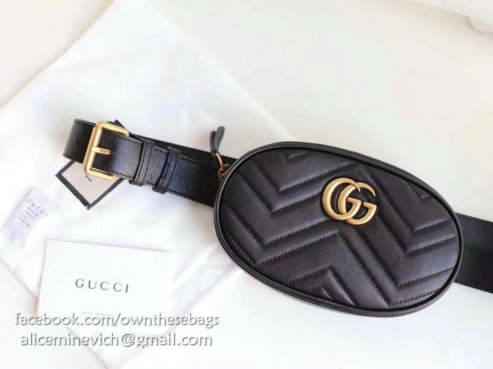 Gucci GG Marmont Matelasse Leather Belt Bag Black 476434