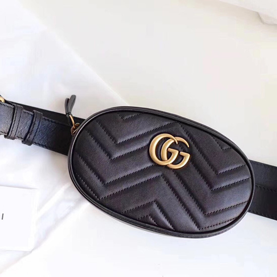 Gucci GG Marmont Matelasse Leather Belt Bag Black 476434