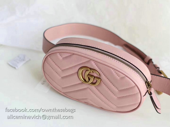 Gucci GG Marmont Matelasse Leather Belt Bag Pink 476434