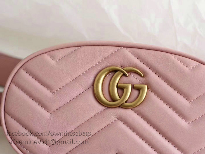 Gucci GG Marmont Matelasse Leather Belt Bag Pink 476434