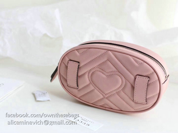 Gucci GG Marmont Matelasse Leather Belt Bag Pink 476434