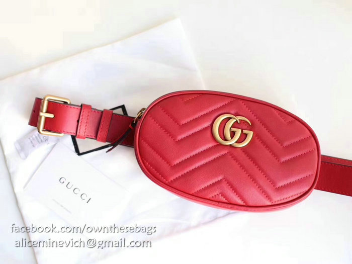 Gucci GG Marmont Matelasse Leather Belt Bag Red 476434