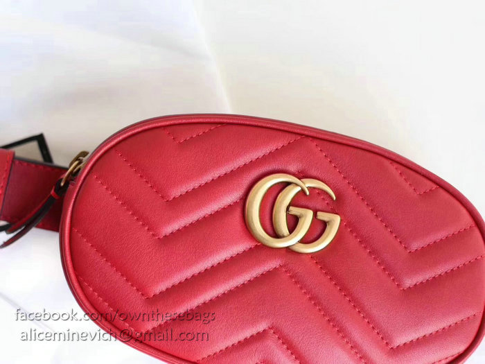 Gucci GG Marmont Matelasse Leather Belt Bag Red 476434