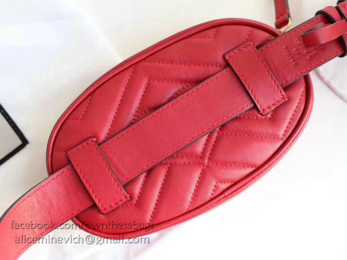 Gucci GG Marmont Matelasse Leather Belt Bag Red 476434