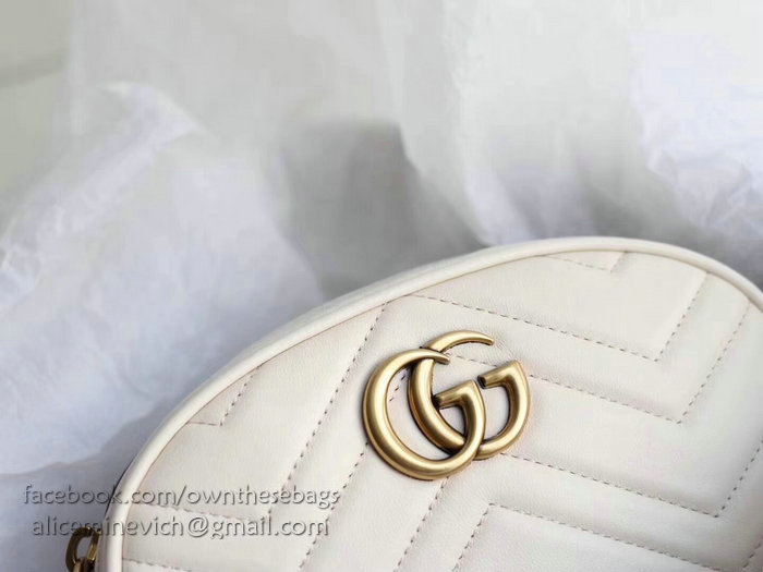 Gucci GG Marmont Matelasse Leather Belt Bag White 476434