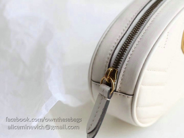 Gucci GG Marmont Matelasse Leather Belt Bag White 476434