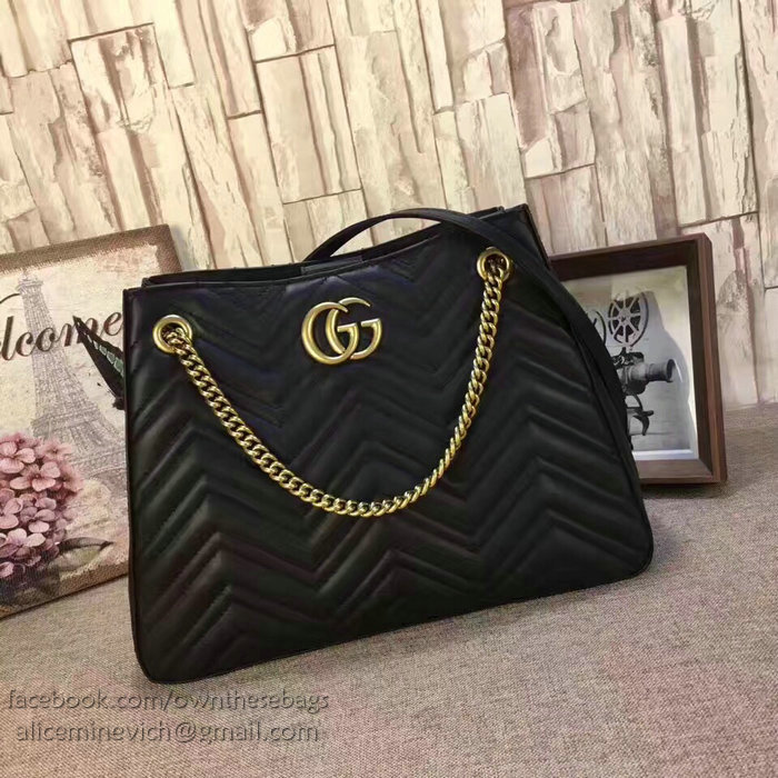 Gucci GG Marmont Matelasse Shoulder Bag Black 453569