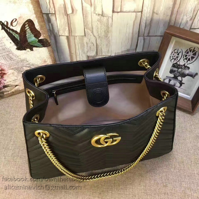 Gucci GG Marmont Matelasse Shoulder Bag Black 453569