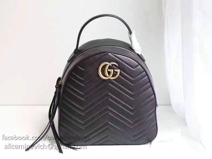 Gucci GG Marmont Quilted Leather Backpack Black 476671