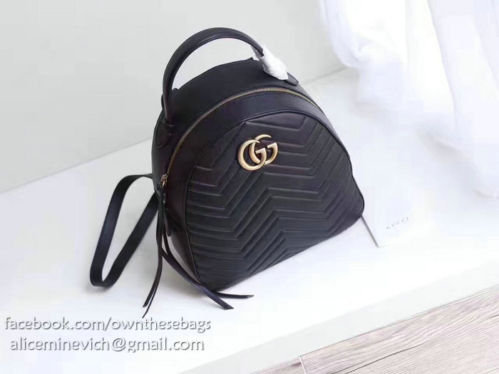 Gucci GG Marmont Quilted Leather Backpack Black 476671