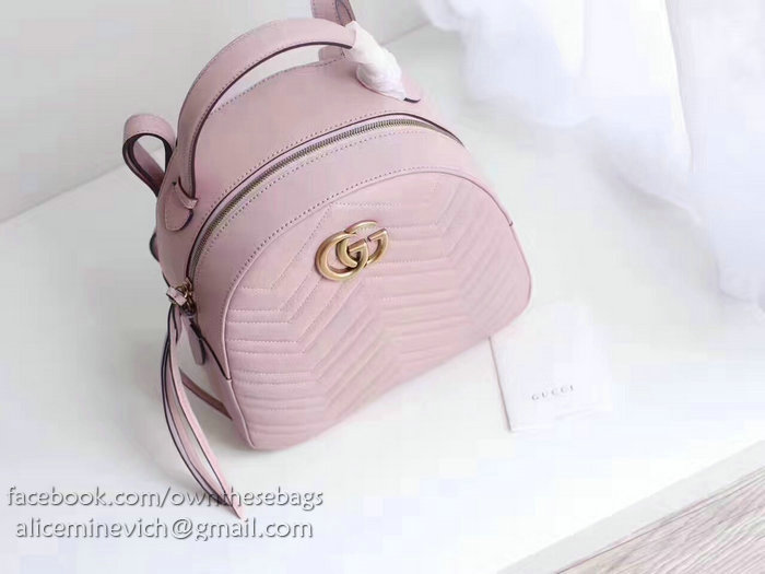 Gucci GG Marmont Quilted Leather Backpack Pink 476671