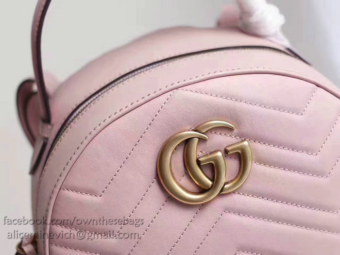 Gucci GG Marmont Quilted Leather Backpack Pink 476671