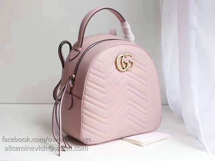 Gucci GG Marmont Quilted Leather Backpack Pink 476671