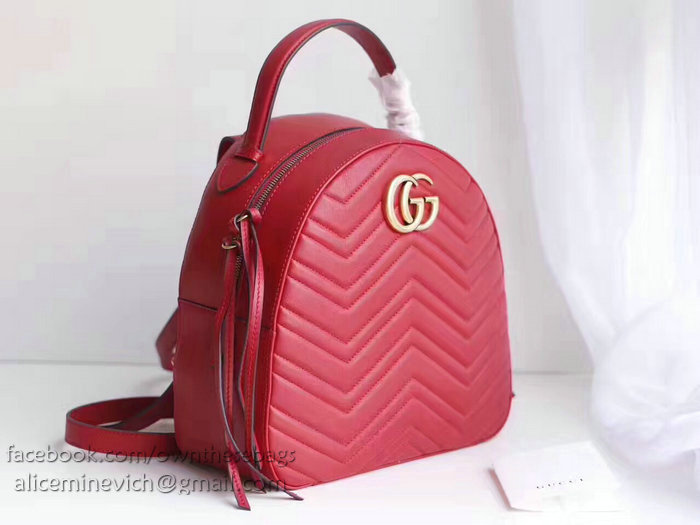 Gucci GG Marmont Quilted Leather Backpack Red 476671