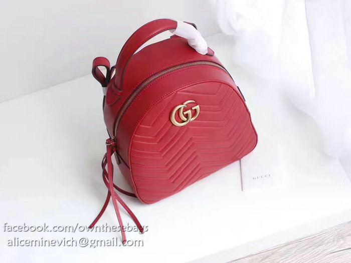 Gucci GG Marmont Quilted Leather Backpack Red 476671