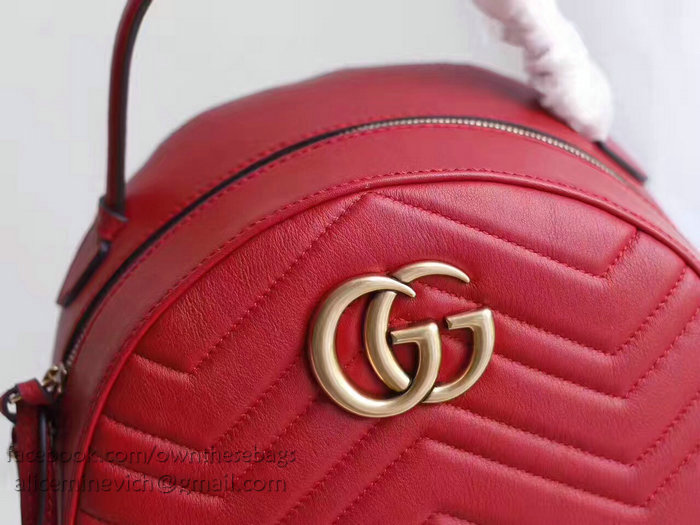 Gucci GG Marmont Quilted Leather Backpack Red 476671