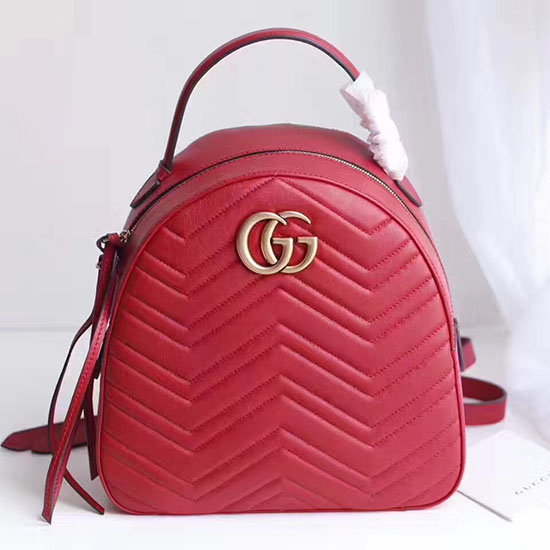 Gucci GG Marmont Quilted Leather Backpack Red 476671