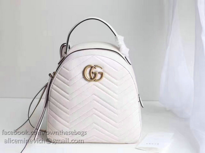 Gucci GG Marmont Quilted Leather Backpack White 476671