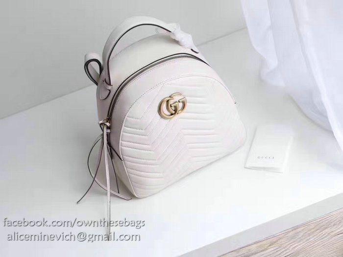 Gucci GG Marmont Quilted Leather Backpack White 476671