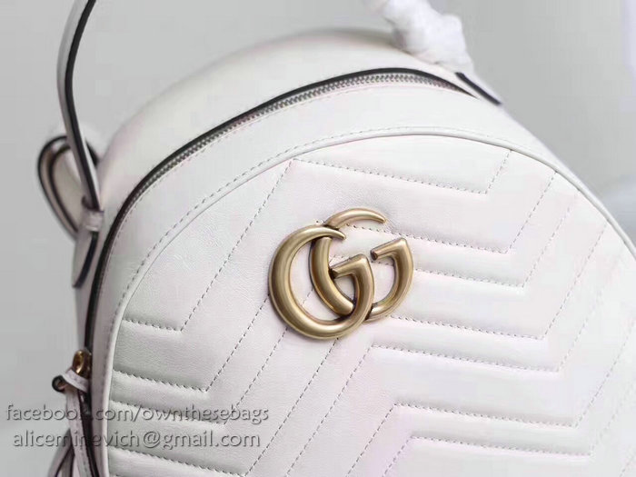 Gucci GG Marmont Quilted Leather Backpack White 476671