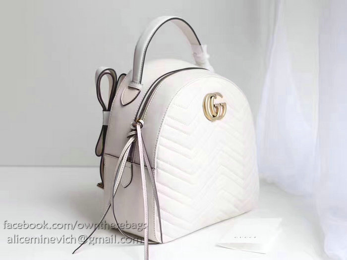 Gucci GG Marmont Quilted Leather Backpack White 476671