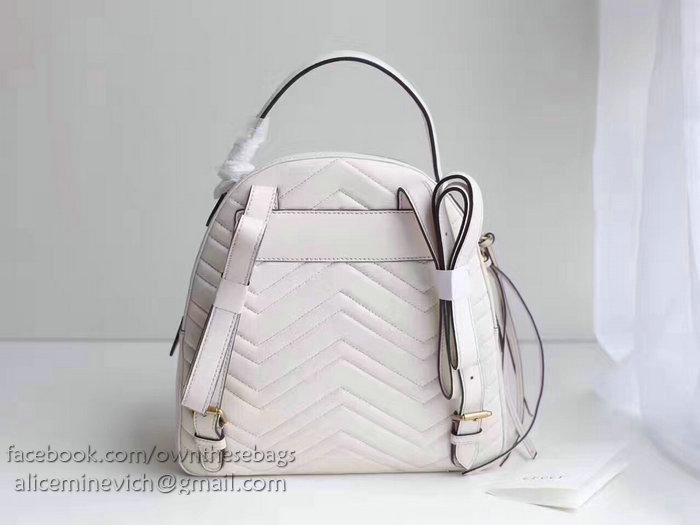 Gucci GG Marmont Quilted Leather Backpack White 476671