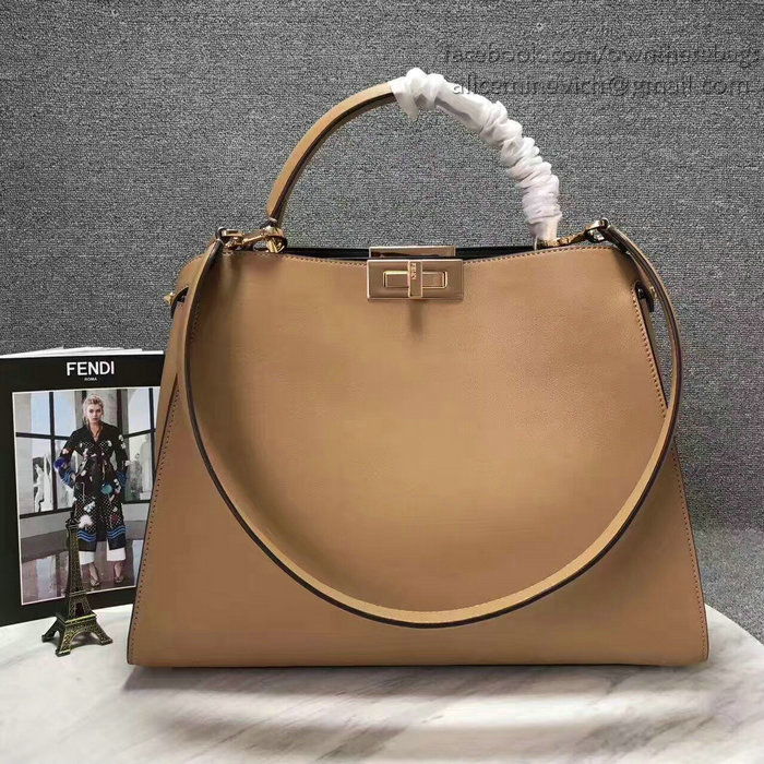 Fendi Peekaboo Tote Bag Beige Original Leather F280504