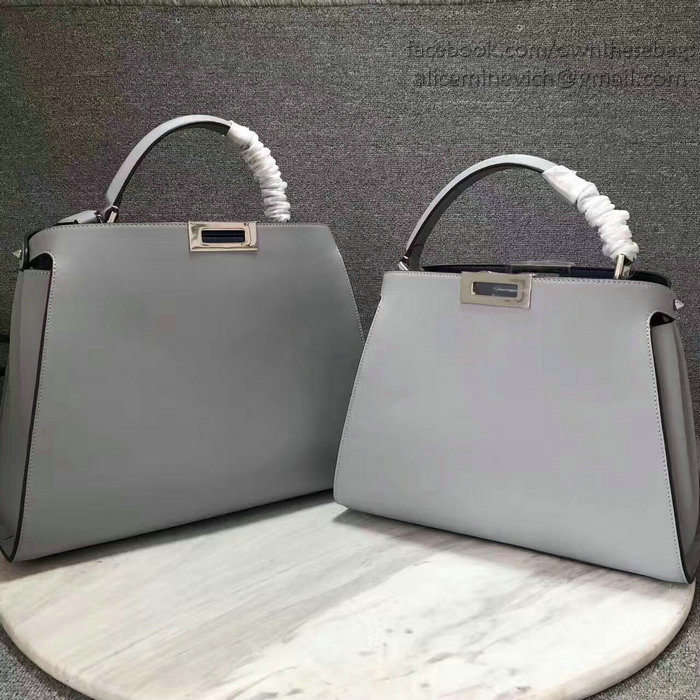 Fendi Peekaboo Tote Bag Light Grey Original Leather F280504