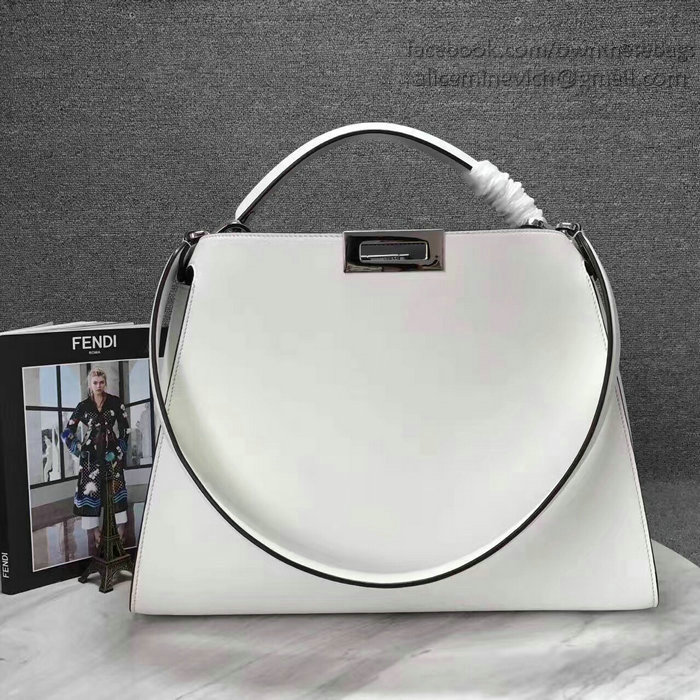 Fendi Peekaboo Tote Bag White Original Leather F280504