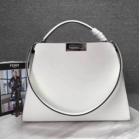 Fendi Peekaboo Tote Bag White Original Leather F280504